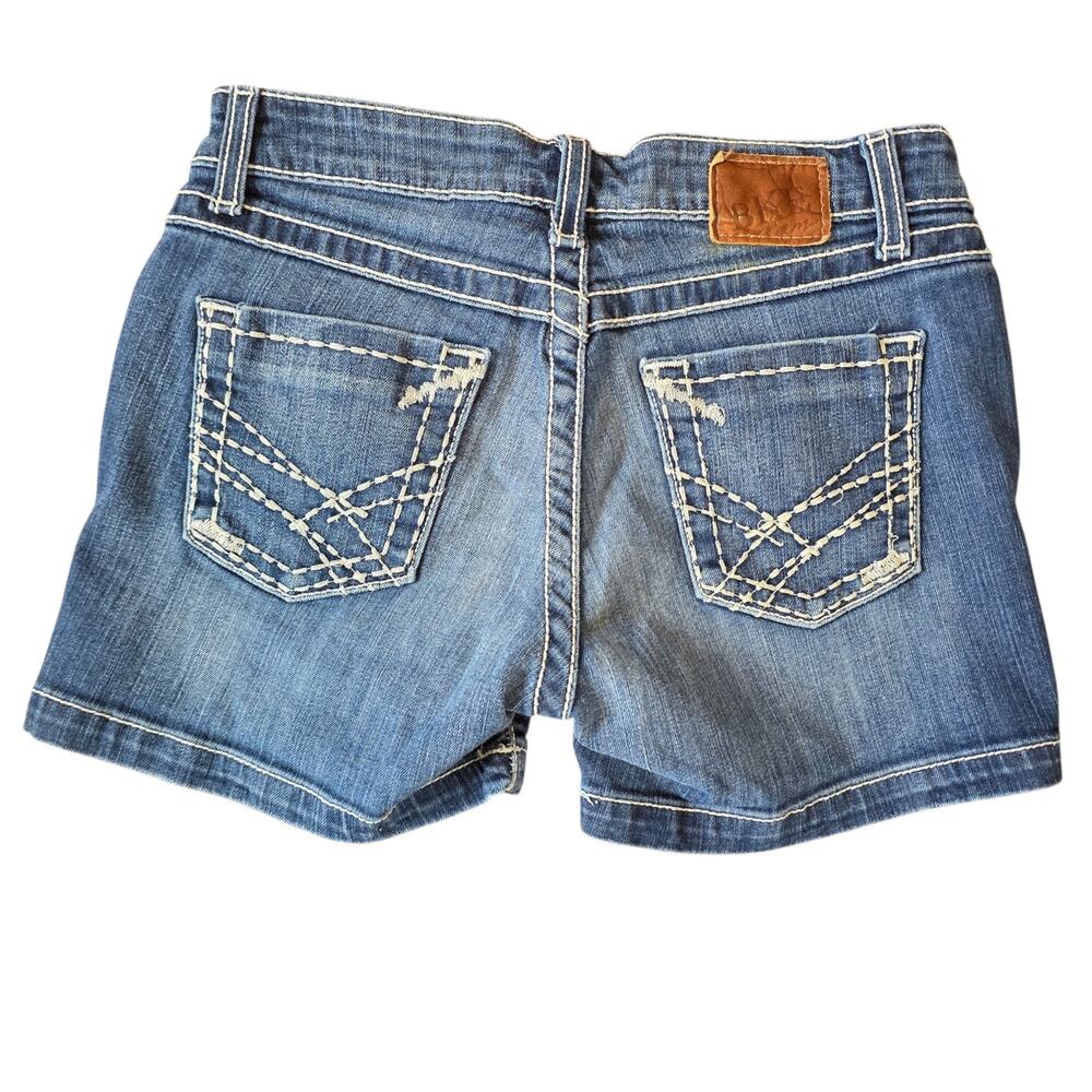 BKE Kate Low Rise Denim Shorts Size 26 Y2K Thick Stitch Buckle Jeans - Picture 5 of 7